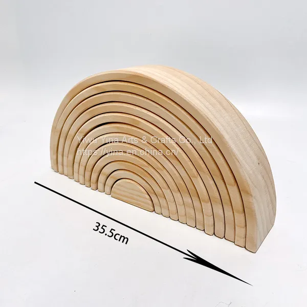 Unpaint Wood Tree Building Blocks Car Volcano Coral Sea Wave Montessori Toy Baby Wooden Toys Rainbow Stacking DIY Blocks photo-4