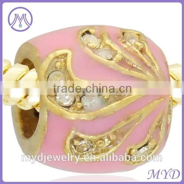 Handmade Enamel Metal 14k Gold Bead for Bracelet photo-2