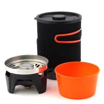 Camping Back Swing Stove Cooking System With Camping Pot Portable Propane Gas Stove Burner photo-5