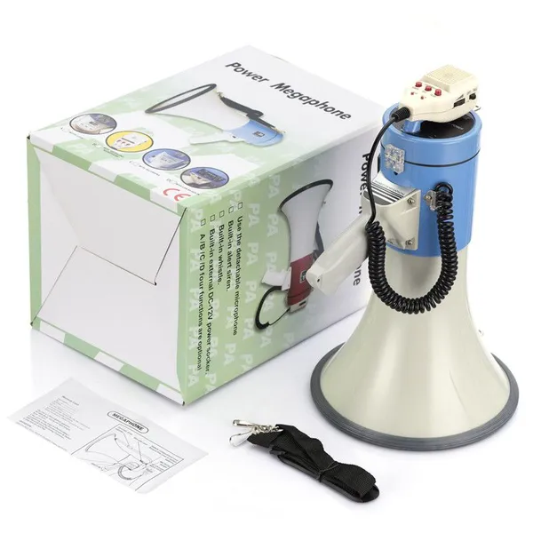 ER66 50W Electric Handheld Megaphone With USB SD AUX Input Portable Loud Hailer Speaker