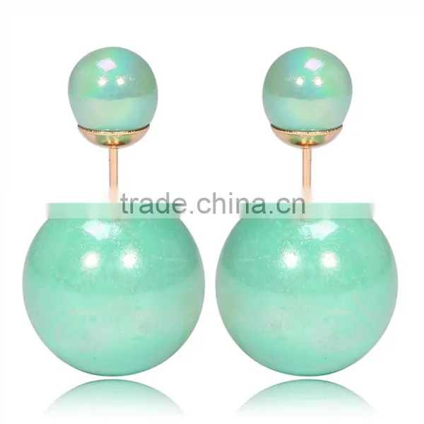 2016 Fashion Jewellery Trends Korea Colorful Double Ball Designs Stud Earrings photo-5