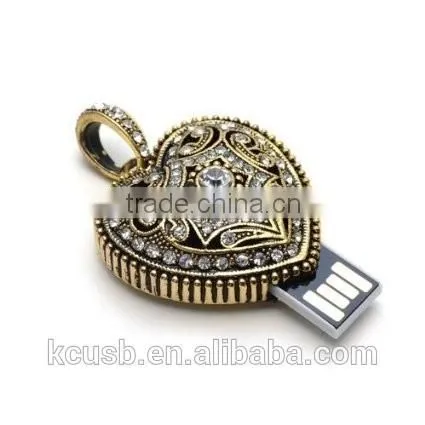 Vintage Style Heart Shape Necklace Usb Flash Drive photo-2