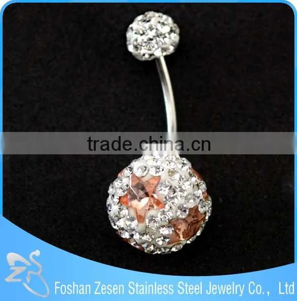 Nickel Free 316L Surgical Steel 14ga CZ Gem Paved Ferido Ball Belly Button Rings photo-2