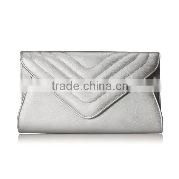 Medium Women Genuine Leather Evening Bags Hidden-clasp Chain Shoulder Strap Clutch Bag photo-2