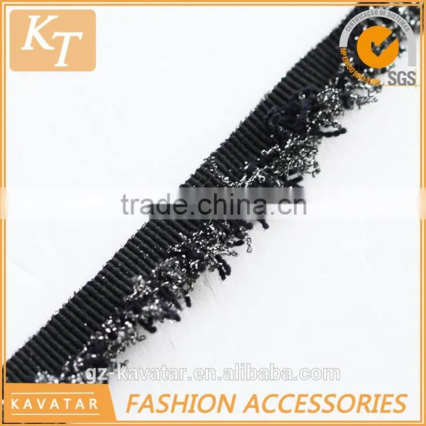 Colorful Cotton Brush Fringe Trim With Black Band photo-5