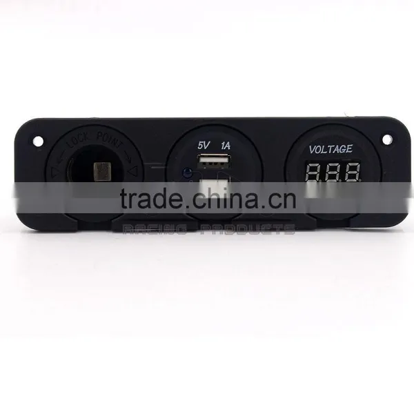BJ-UPS-003 Universal 12V Three Hole Cigarette Lighter Charger Voltmeter Motorcycle USB Power Supply photo-6