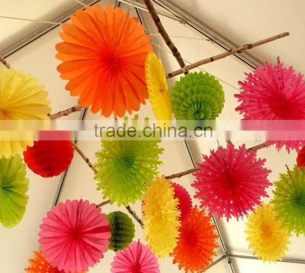 Colorful Tissue Paper Fan for Party Wedding Decorations photo-5