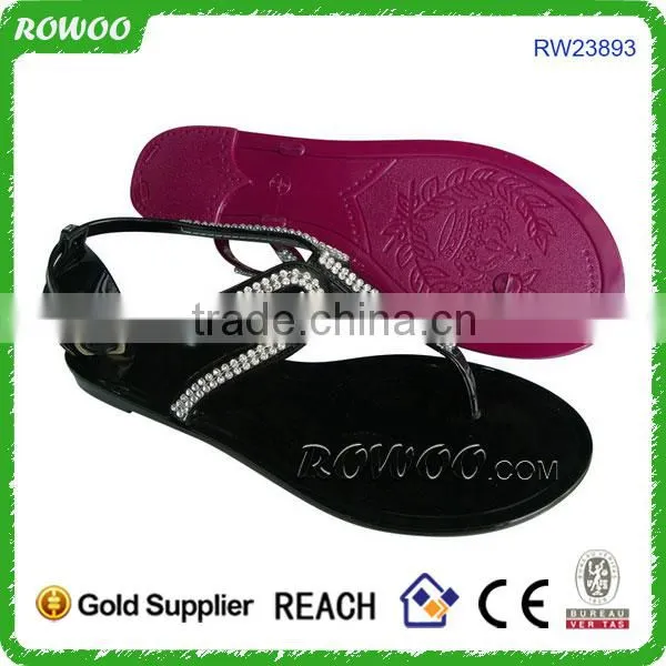 Hot Selling Ladies Fancy Flat Sandal Pvc Jelly Fashion Sandals photo-5