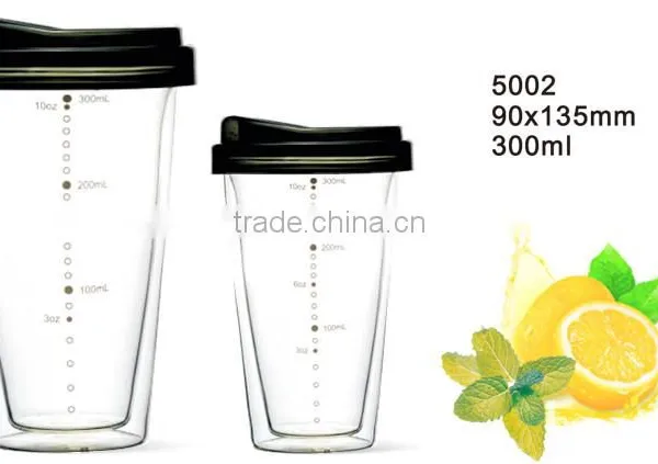 Easy To Carry Heathly Convenient Optional Color Double Wall Glass Cup photo-2