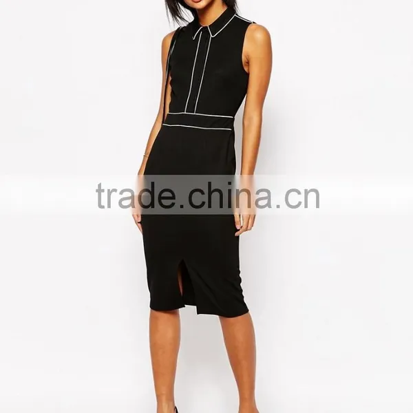 OEM Manufacture Summer Dersses For Women Elegant Pencil Dress With Collar photo-4