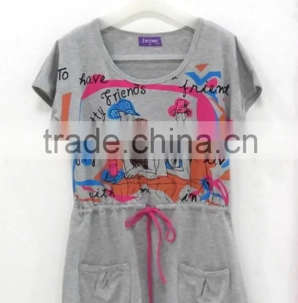 Summer Special Handsome Round Collar Draw String Pajamas Women photo-4