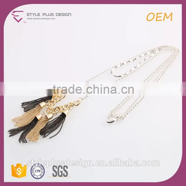 N72474Q03 Alloy Pendant Tassel New Model With Two Layer Necklace Brass Jewelry Gold Plating Chain From Long Elegant Necklace Quality Choice photo-2