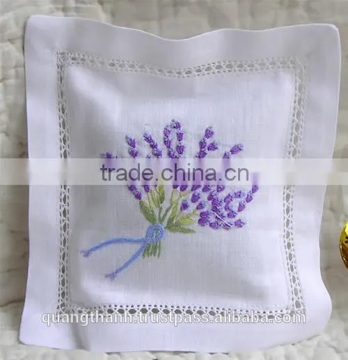 Hand Embroidered Lavender Sachet/bag/pillow-floral Embroidery ,monorgam Bag photo-4