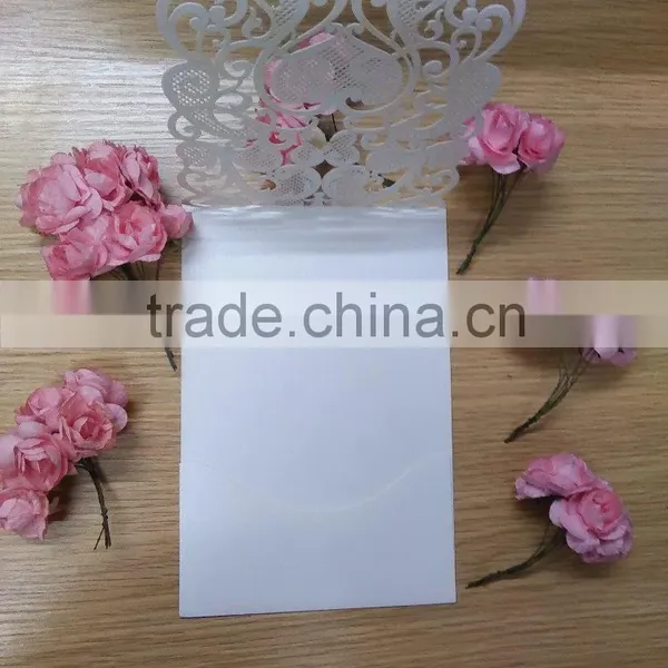 2016 Newmengxing Pearl White Color Wedding Invitation Laser Cutting photo-3