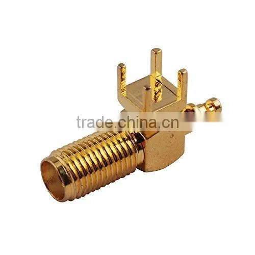 SMA Female Right Angle RF Connector PCB Mount with Post Terminal 4 Stud & Straight Plug Cable Mount for 1.13mm1.37mm