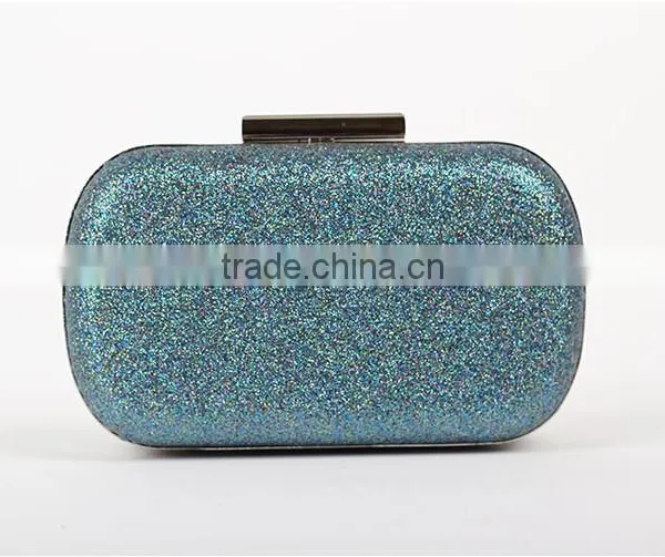 2016 Summer New Style pu Leather and Sequin Box Clutch Bag Lady Shoulder Bag/wedding Evening Bag photo-2