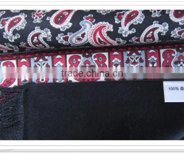 Double Face Scarfs, One Side 100% Twill Silk Printed, One Side 100% Wool photo-2