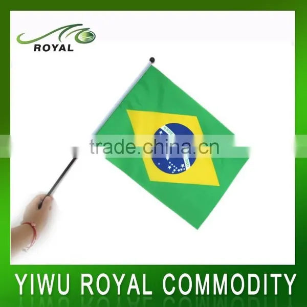 Custom Brazil Fans Waving Mini Stick Polyester Held Hand Flag