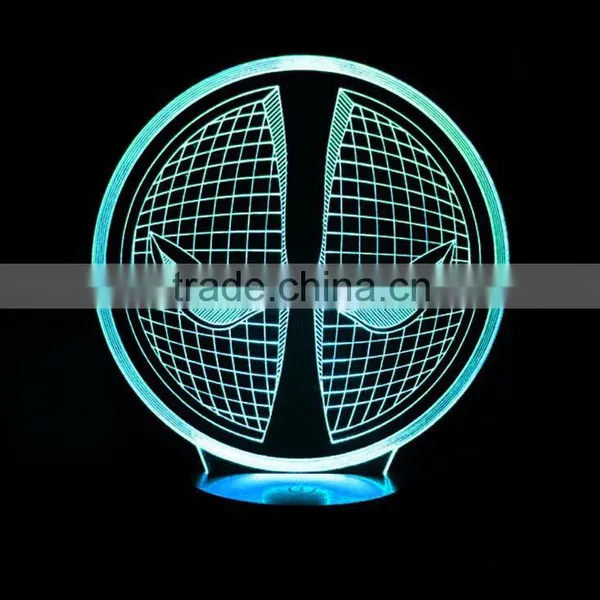 3D Optical Illusion Spiderman Pattern Night Light 10 Colorful LEDs Ultra-thin Acrylic Light Panel AA Battery or DC 5V photo-3