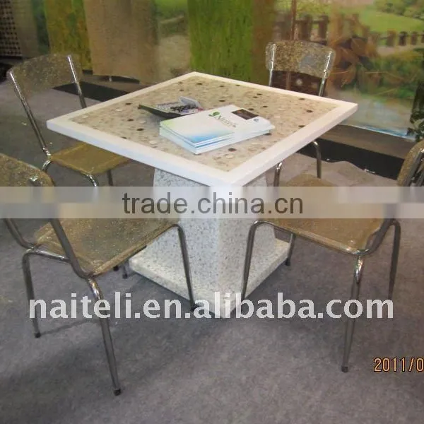 Artificial Stone Panel Popur for Office Reception Table Top and Chairs Design photo-2