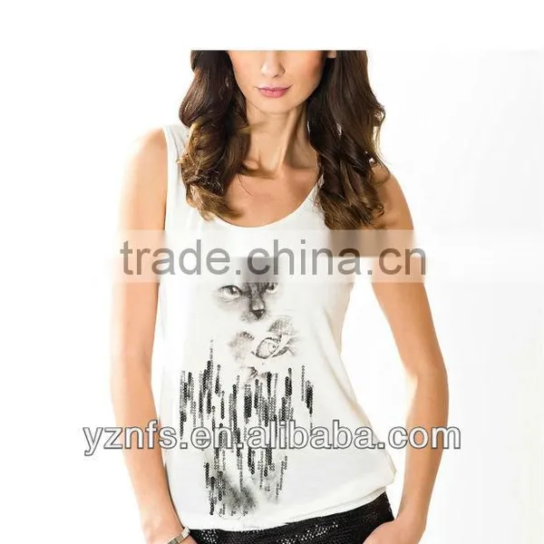 2013 New Design Tank Top High Fashion Sexy t Shirt 100cotton Women Blouse