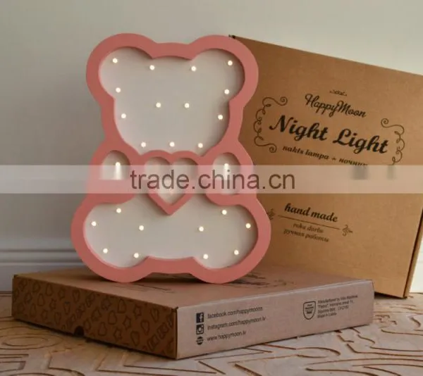 Bear Night Light / Wooden Night light / Marquee led light / Wall Decor