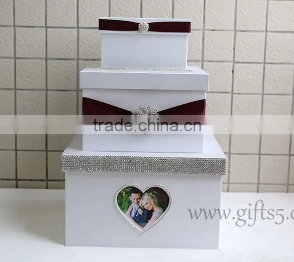 Elegant Wedding Money Box With Heart Shape Photo Frame photo-2