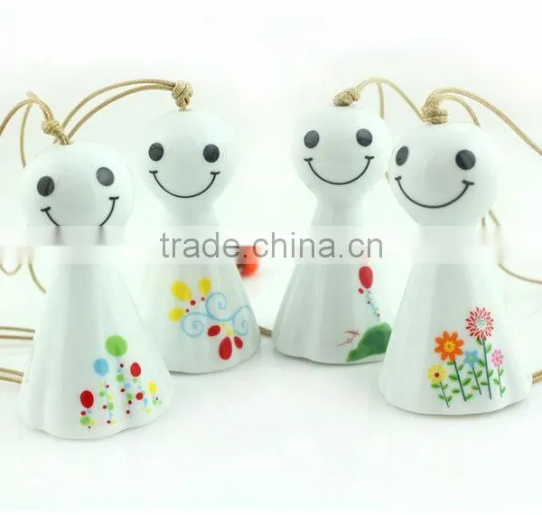 Japanese Porcelain Doll Wind Bell Handbag Decoration