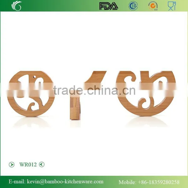 WR012/Natural Solid Bamboo Wine Rack Bike Shape Single Wooden Bottle Wine Holder Antique Plastic Display Wine Bottle Holder photo-4