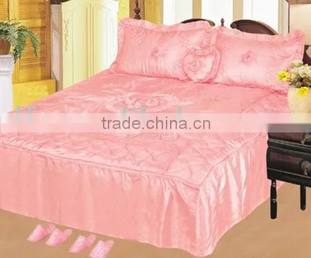 8pcs Satin Embroidery Bedspread Set