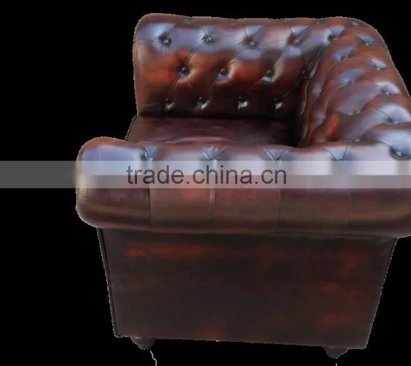 Leather Chesterfields 1 Seater Dark Brown Colour Sofa photo-4