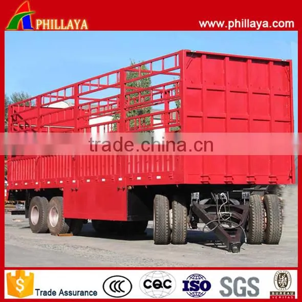 40T 50T 3 Axle Steel Fence Truck Trailer Tri-Axle Cargo Drawbar Towing Full Trailer photo-2