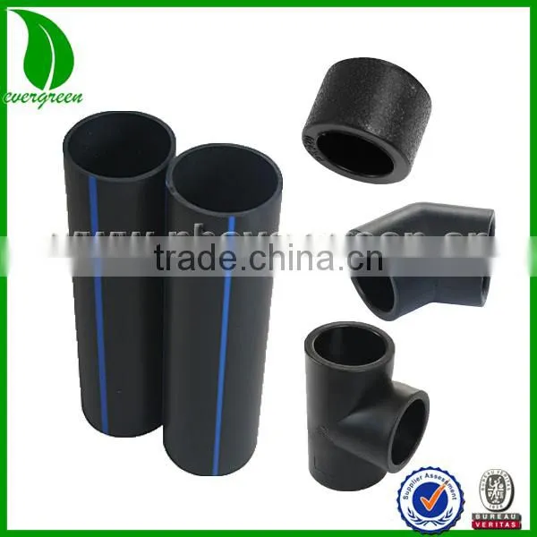 High Density Water Supply Hdpe Black Pipe With Blue Stripe