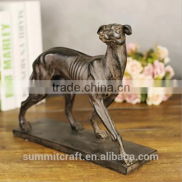 Decorative Resin Antique Bronze Greyhound Dog Statue photo-2
