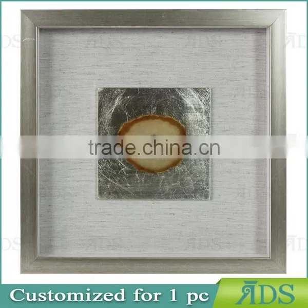 Sliver Shadow Boxes for Wholesale With Mottled Silver Background Encasing Colorful Agate Under Glass photo-3