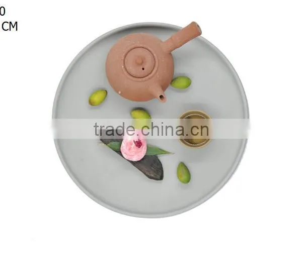 Set of 3 Industrial Decor Round Tray Cement Fruit Dish Plant photo-2
