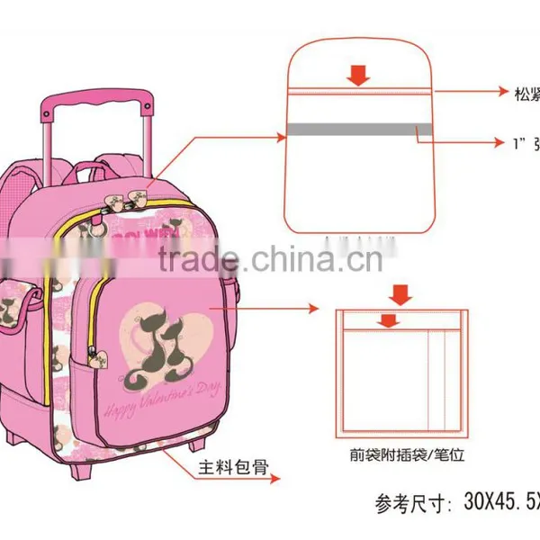 Customized Trolley Students Bag for Primary School Bag