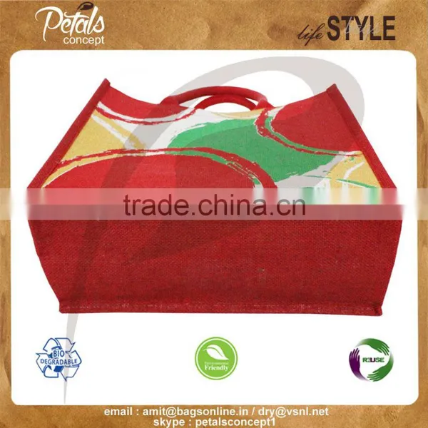 PP Laminated Jute Tote Bag With Padded Rope Handle With Three Color Front & Back Print photo-3