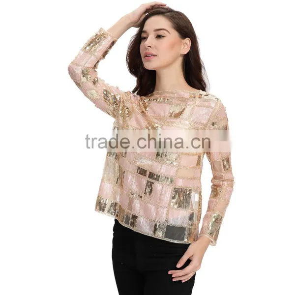 Sequin Gold 2017 Latest Fashion Design Top For Woman photo-5