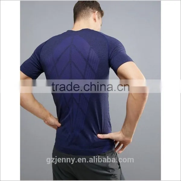OEM Sportwear T Shirt New Design Dry Fit SPORT Short Sleeve Compression Top In Navy photo-2