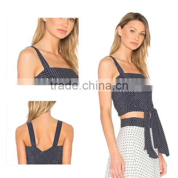 Camisole Backless Printed Dot Deep Blue Sold By PC photo-3