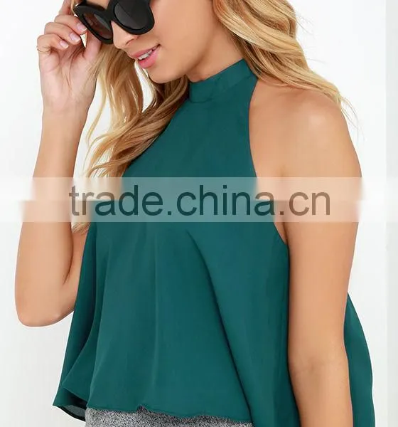 New Summer High Quality Sleeveless Plain Style Fashion Blouses From Garment Factories in China photo-4
