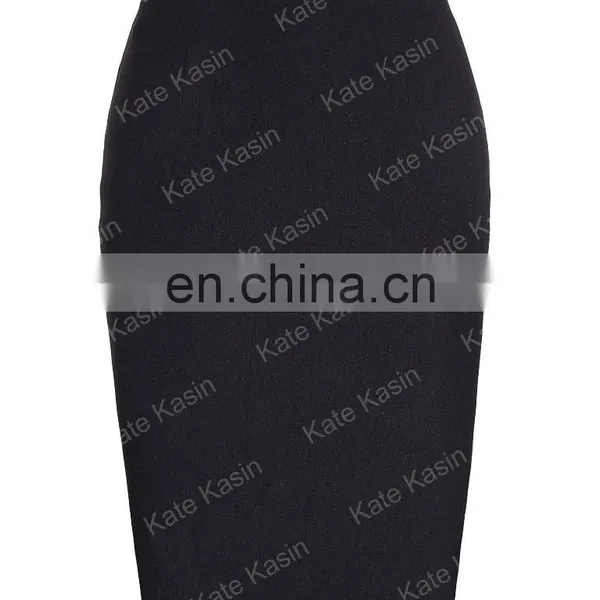 Kate Kasin High Stretchy High Waist Shirred Waist Detail Hips-Wrapped Pencil Skirt KK000278-1 photo-3