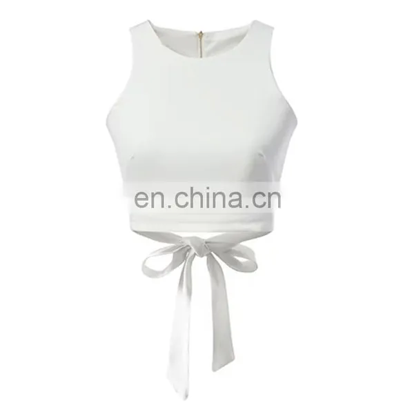 Wholesale Various Bulk Custom Blank Ladies Bowknot Cotton Crop Tops