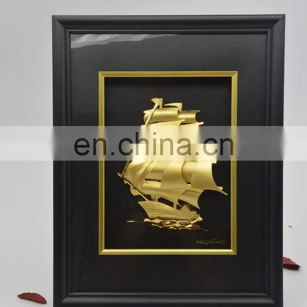 Good Price for 3D Ship Model 24K Gold Photo Frame, Gold Picture Frame For Wall Decoration photo-6