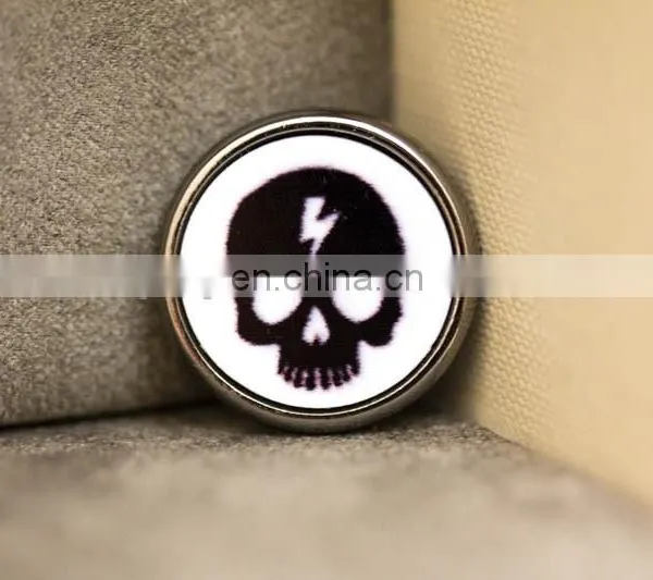 New 22mm printed bird skull charm gun black metal shank shirt apparel button decorative ornament accessories