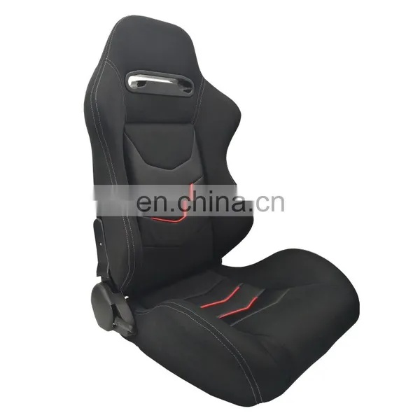 Black Suede Red Patch With Black Stitching Racing Seat Universal Car Use photo-2