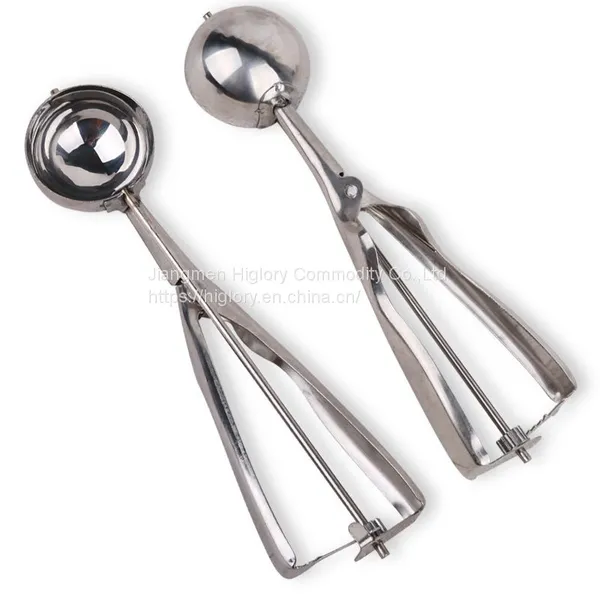 Stainless Steel Ice Cream Tools Food Cookie Spoon Ice Cream Scoop With Trigger Release photo-3