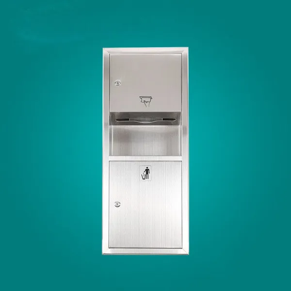 Stainless Steel Three-in-one Hand Dryer, Commercial Embedded Hand Dryer for Public Restrooms, Paper Box Trash Can. photo-3
