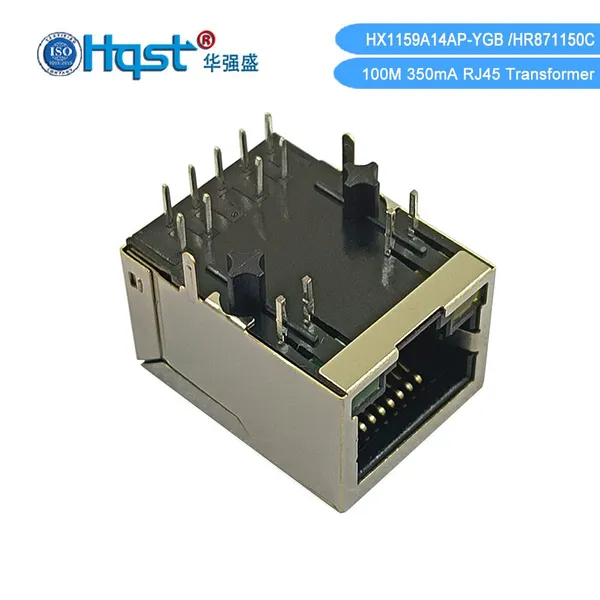 HX1159A14AP‑YGB: Compact PoE RJ45 Jack for Reliable 100M Ethernet